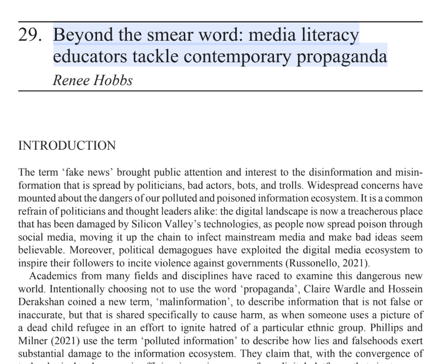 Beyond the smear word: media literacy educators tackle contemporary propaganda