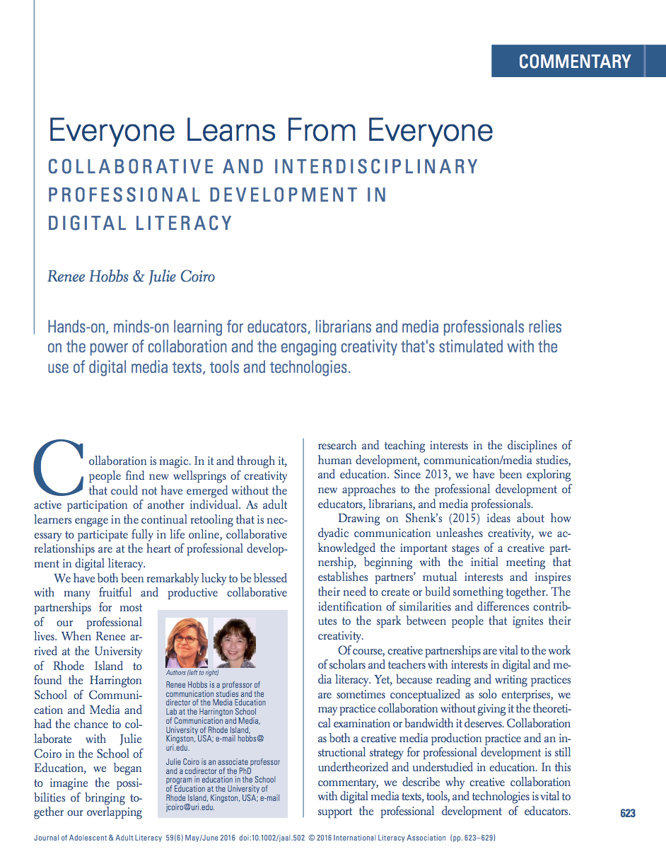 Everyone Learns From Everyone: Collaborative and Interdisciplinary Professional Development in Digital Literacy