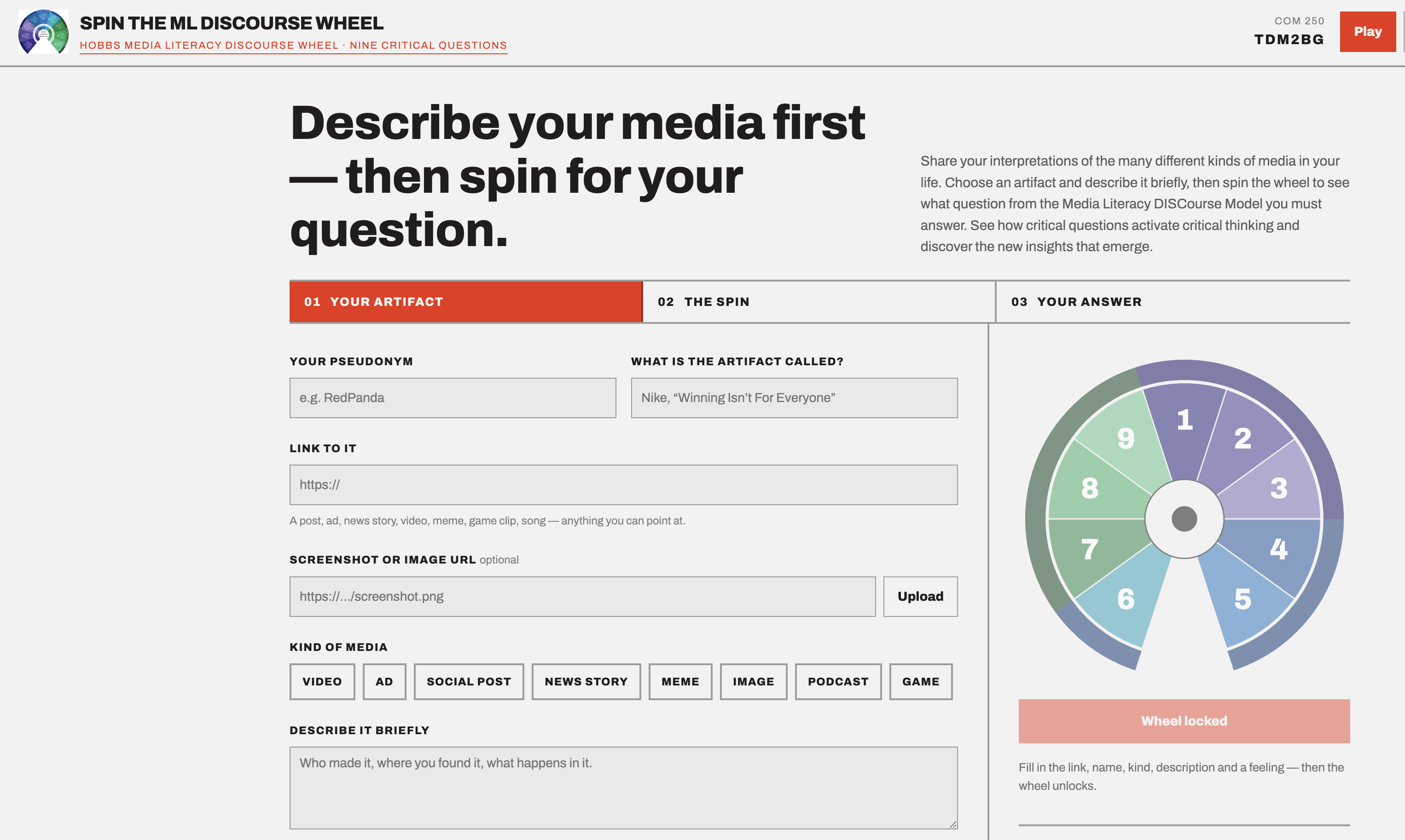 Media Literacy DISC Game