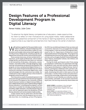 Design Features of a Professional Development Program in Digital Literacy
