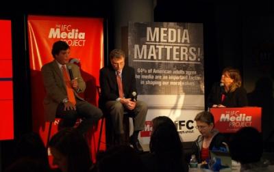 Tucker Carlson, Marty Baron and Renee Hobbs at the IFC Media Project event in Boston in December, 2008